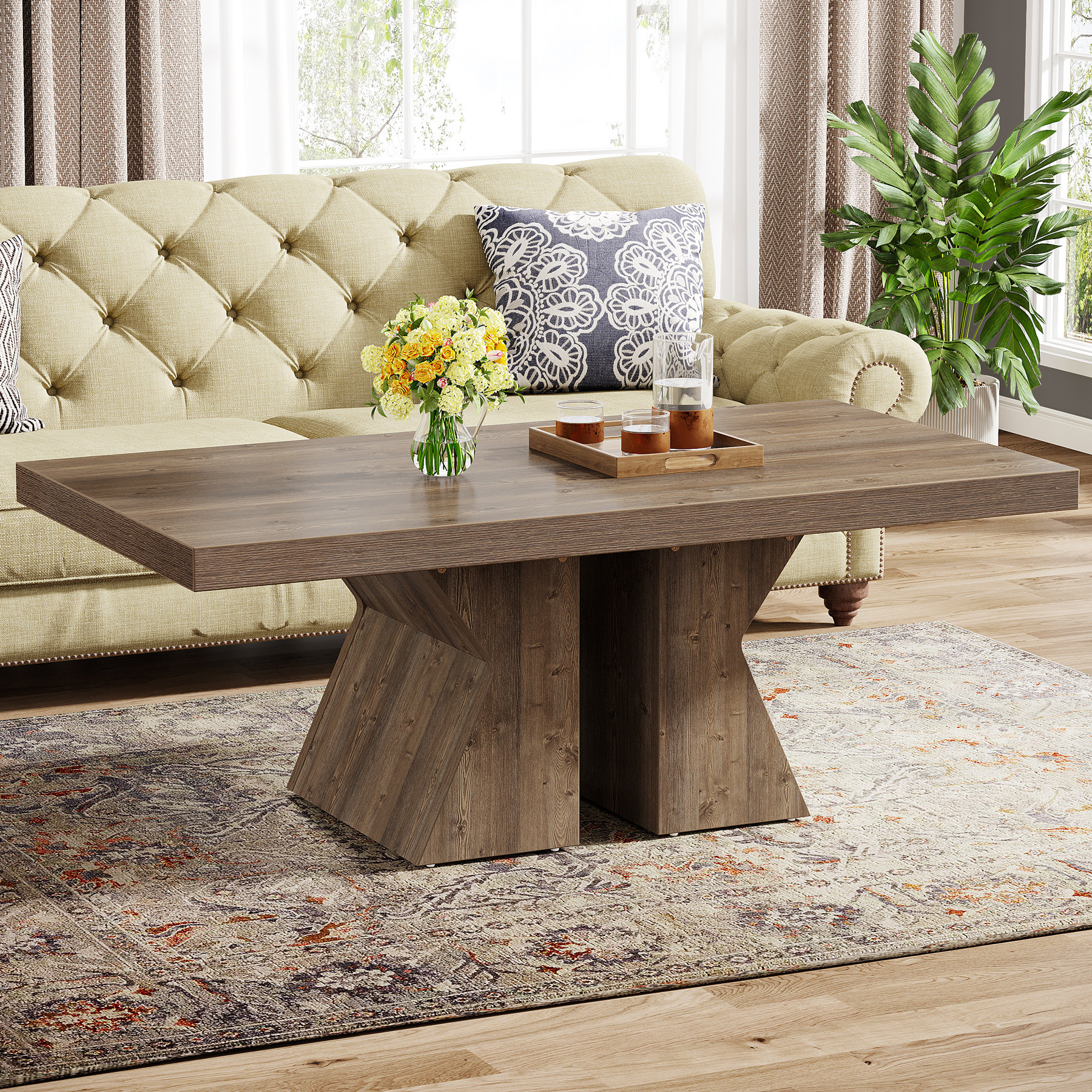 XDYZ 47-Inch Rectangular Wood Coffee Table & Reviews | Wayfair